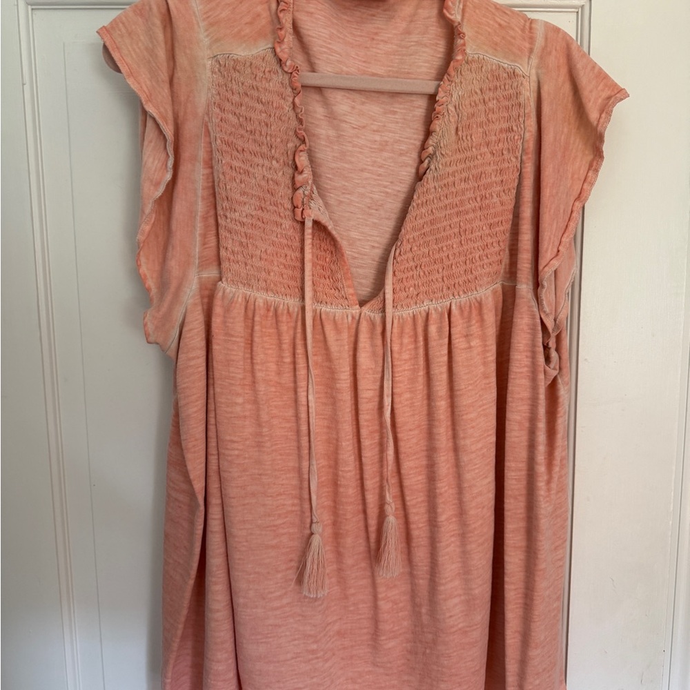 Peach Smocked Women's Top